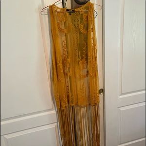 mustard lace vest